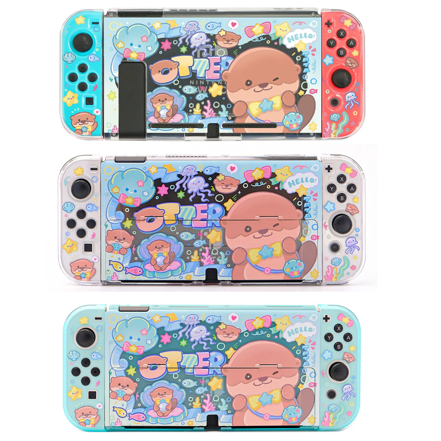 

Защитный чехол Otter Ocean Party для Nintendo Switch / Switch OLED — съемный чехол в морском стиле с рисунками морской жизни