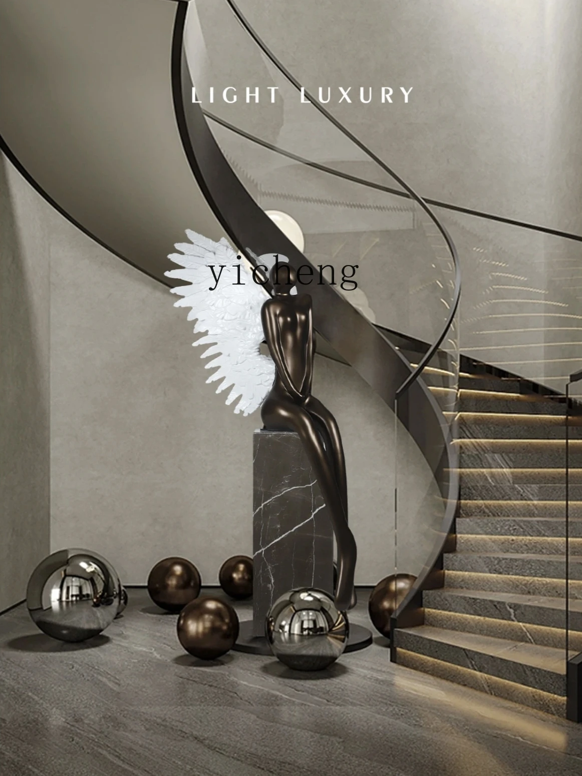 

ZYA Modern Ornament Winged Angel Sculpture Character High Art Hotel Clubhouse Ornament living room decoration