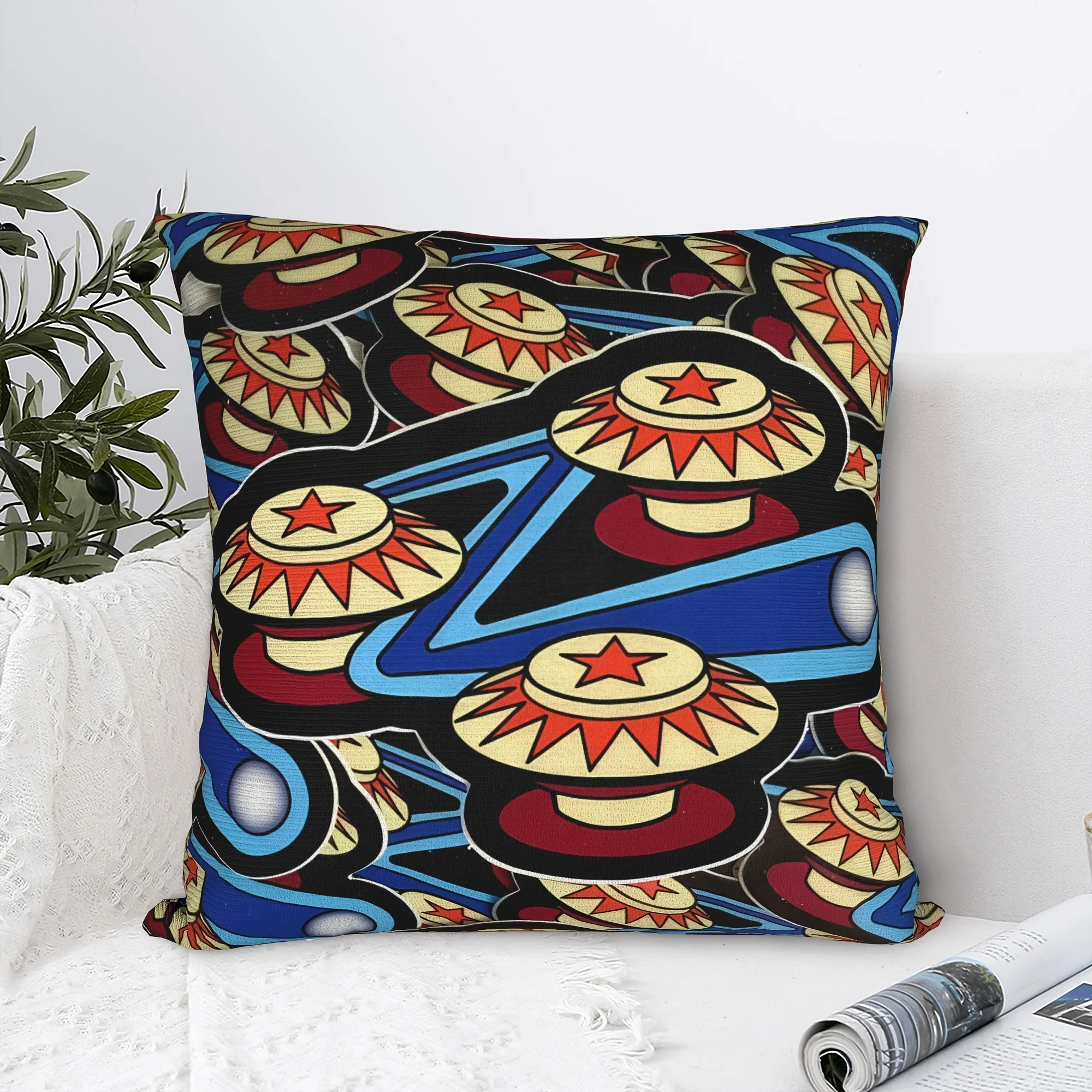 Retro Mexican Sombrero Pattern Pillow Case, Colorful Vintage Hat Print Cushion Cover, Boho Home Decor for Sofa Living Room