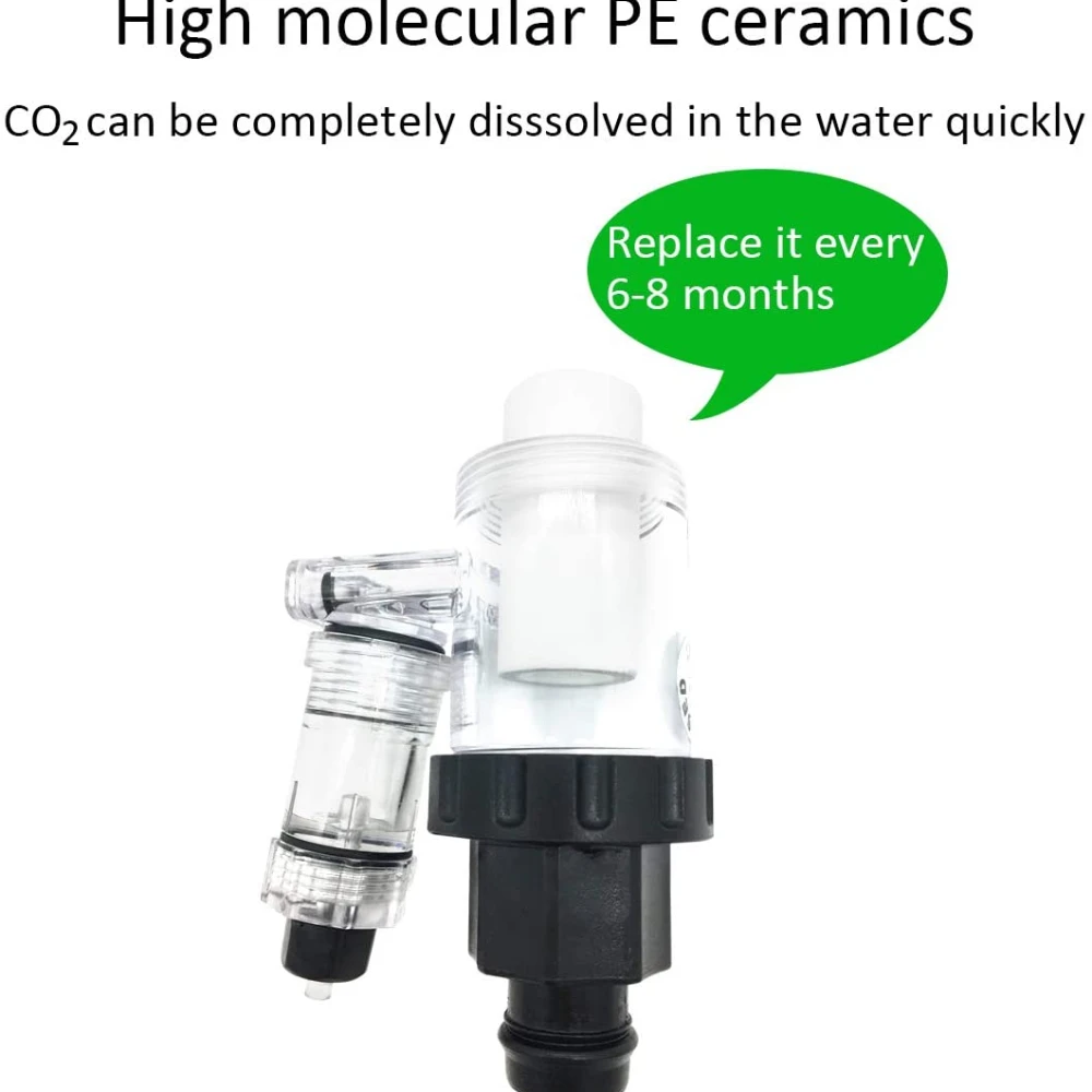 Carbon Dioxide Dissolver CO2 Diffuser Enhanced Dissolution With Bubble Counter Integrated Check Valve For Aquarium Fish Tank