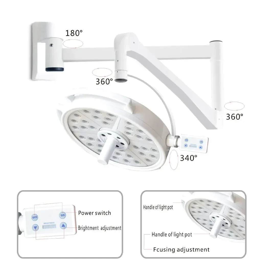 Medical Theatre Room Double Dome Shadowless for LED Portable Wall Mounted Surgical Operating Light