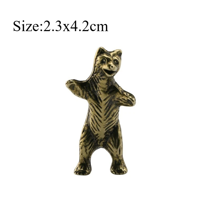 1 PC Brass Bear Ornament Creative Tea Pet Animal Decor Craft Office Unique Gift Art Craft Collectible Home Decoration Accessory