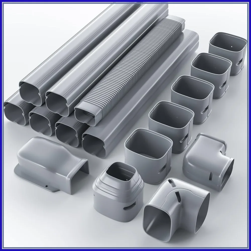 

4 Inch 23Ft Mini Split Line Set Cover Kit for Ductless AC & Heat Pump, UV-Proof PVC Pipe, Gray