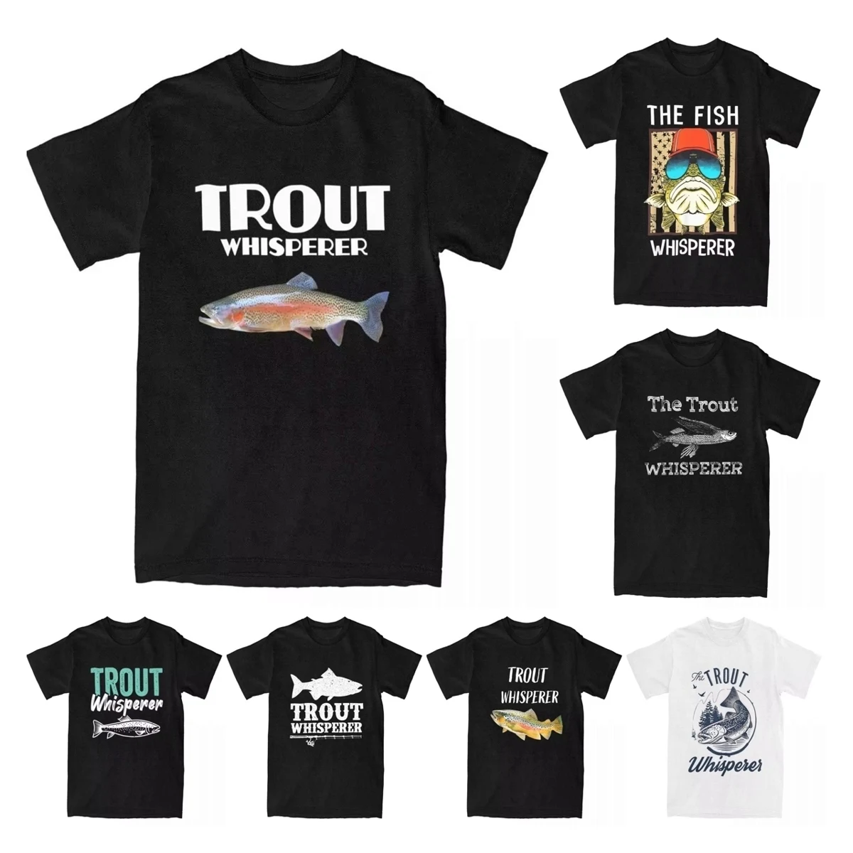 Men T-Shirts Trout Fishing Steelhead Rainbow Trout Whisperer Gift Cotton Tee Shirt Fisherman Lake Time T Shirt Clothes Gift Idea