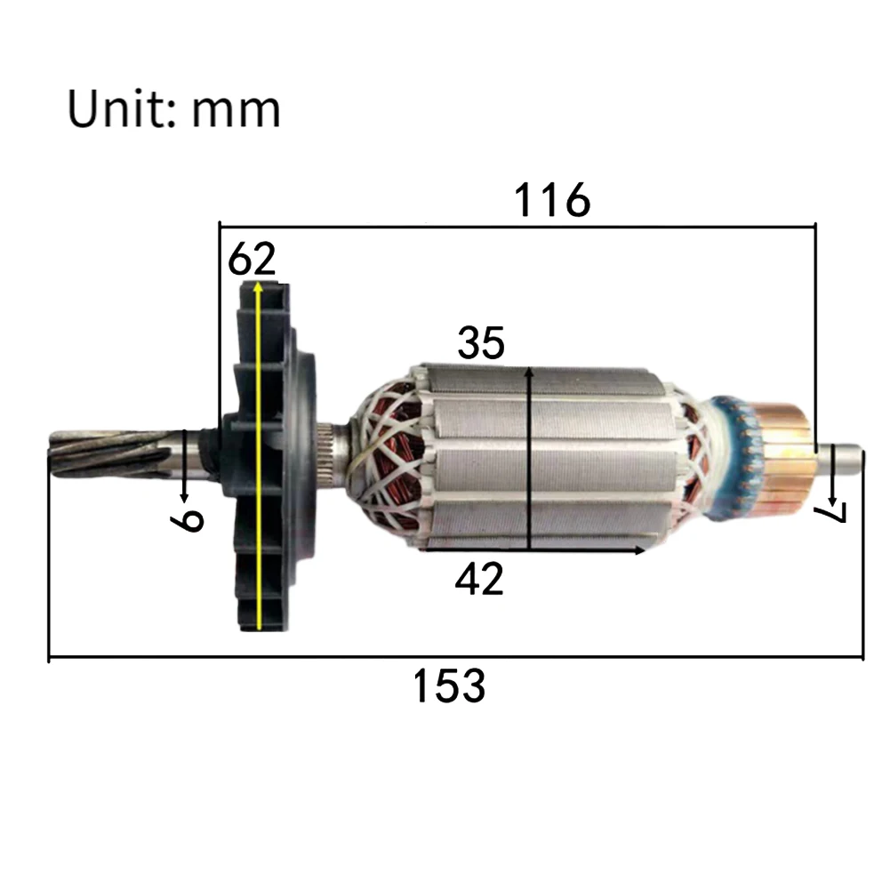 1 st Anker Rotor Anker Vervanging Voor 2-26 2-26DRE 2-26 DFR Boorhamer Elektrische 7 Tanden Elektrische Hamer Power Tool Onderdelen