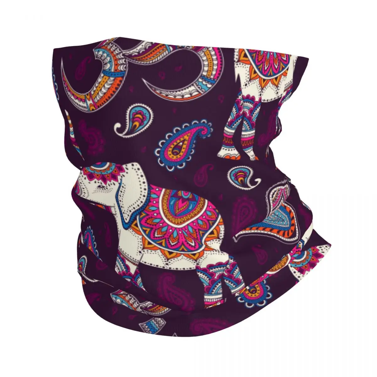 Tribal Om Elephant Thin Wrap Scarf Bandana Elephant Art Neck Gaiter Face Cover Headband