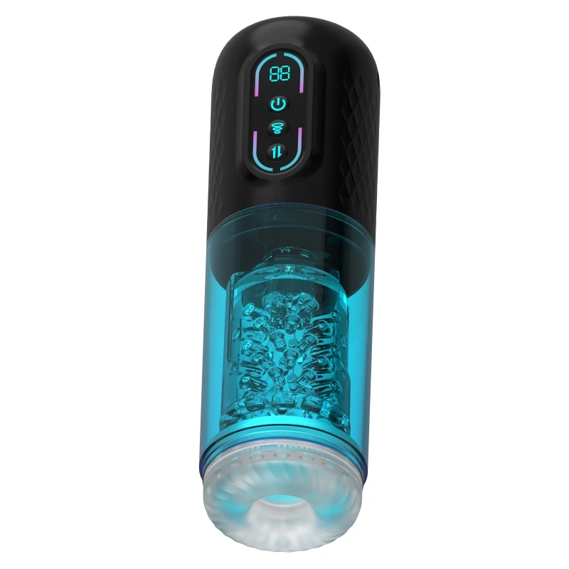 Male Penis Sexual Massage Exercise Device with 9 Suction Modes, Push Mode and Rotation Mode, 3D Particle Inner Channel