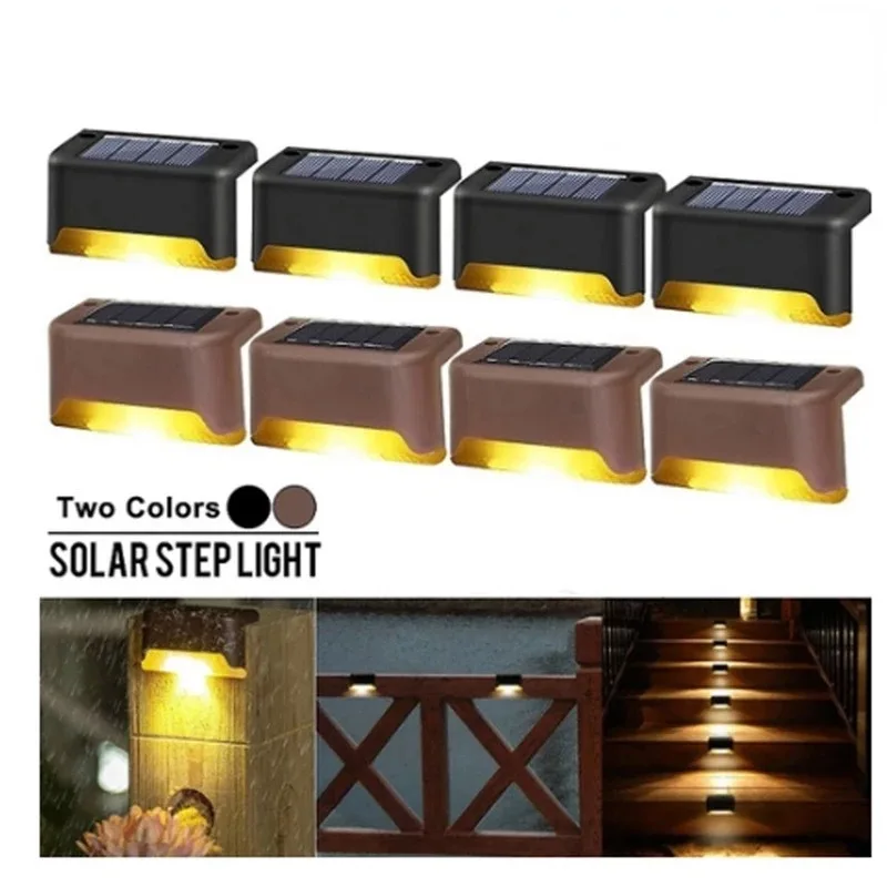 4/6/8/12/16/20/24Pcs New Solar Fence Light Railing Stair Lamp Outdoor Waterproof LED Step Light Courtyard Decorative Wall Light