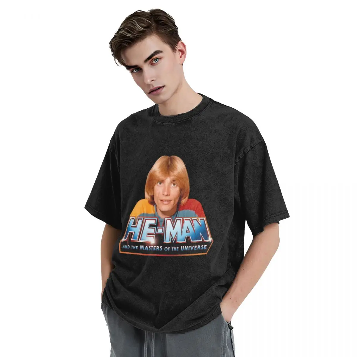 تي شيرت He D Angelo Retro Cool A Vintage كبير الحجم #3