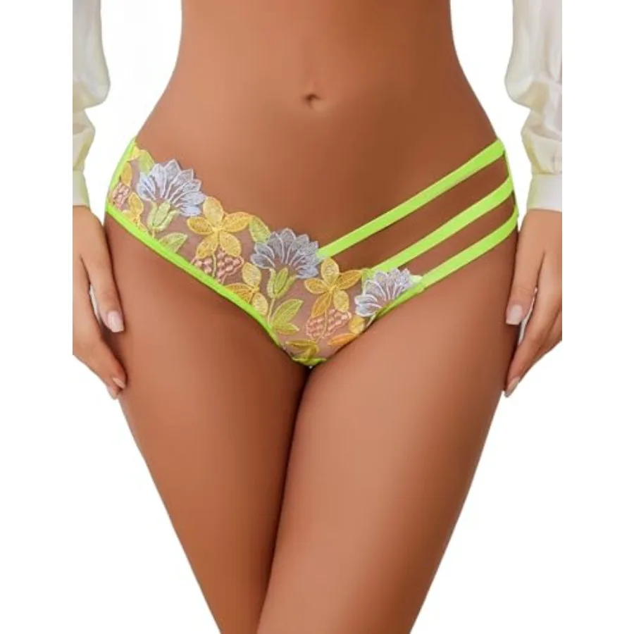 

Avidlove Sexy Panties for Women Butterfly Embroidered Underwear Mesh Panties Pack