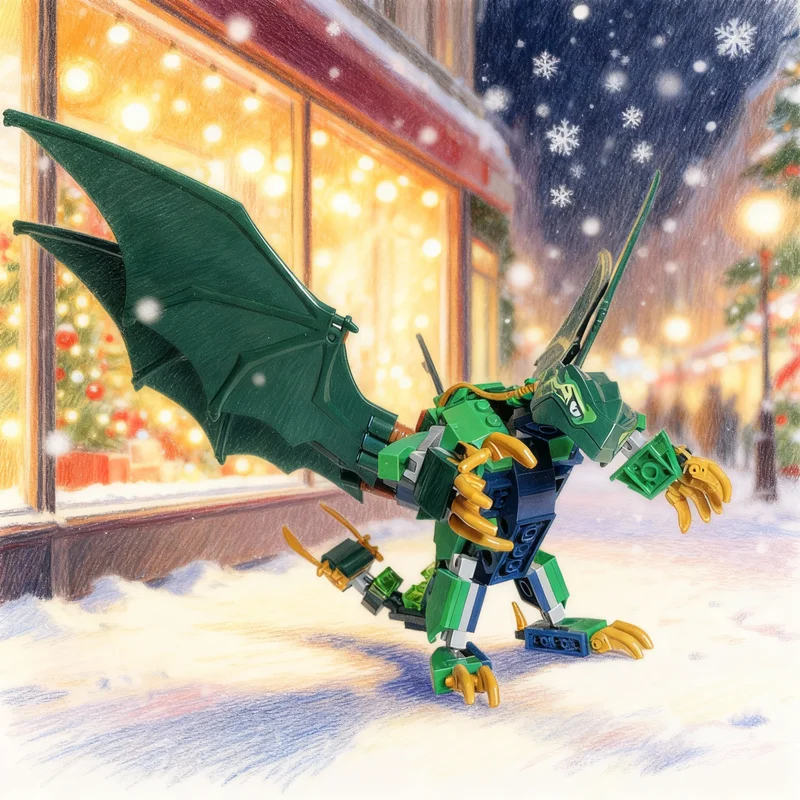 197 pièces MOC Ninjia 2x Dragon de la Forêt Verte 71829-1 - Modèle en Briques de Construction Forme Évoluée, Cadeau de Noël, Jouet Éducatif, Idée Cadeau