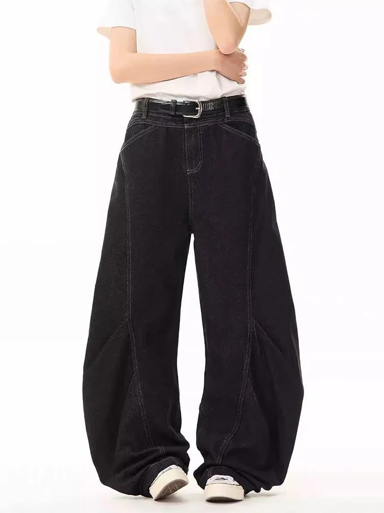 

WCFCX STUDIO Baggy Jeans For Women Vintage Y2k Wide Leg Jeans Korean Style Loose Versatile Straight Denim Pants