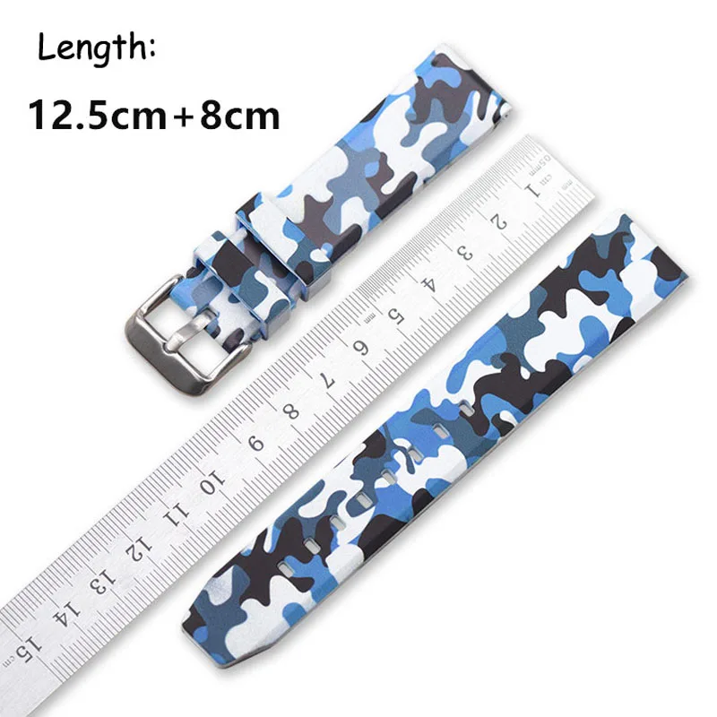 20mm 22mm 24mm Soft Silicone Watch Band Bracelet Camouflage Rubber Watch Strap Quick Release Replacement Wristbands