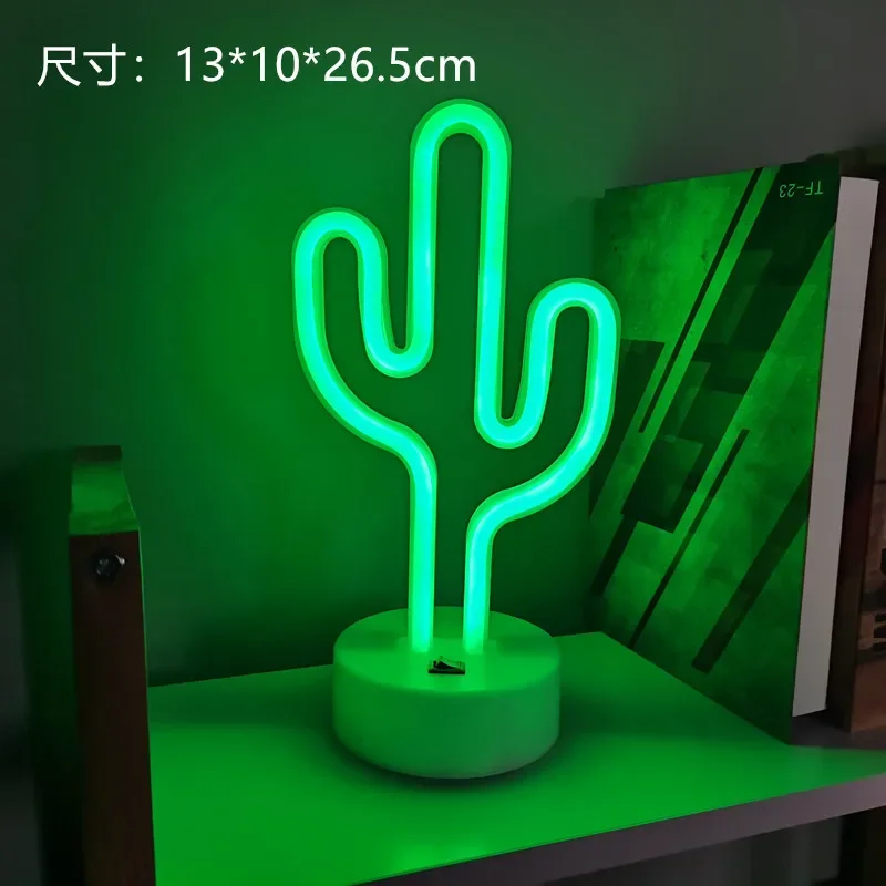 Colorful Flamingo Cactus LED Neon Lights Coconut Tree Pineapple Neon Sign Lamp USB/Battery Power Lamp Room Table Holiday Decor