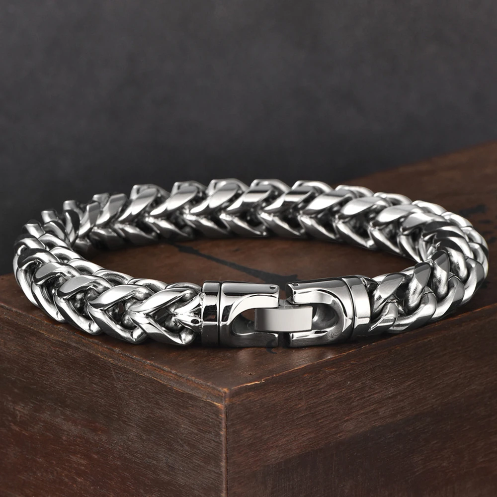 Men's Stainless Steel Dragon Bone Chain Bracelet Polished Heavy Metal Wristband Hip Hop Punk Solid Chain Bracelet Jewelry Gift