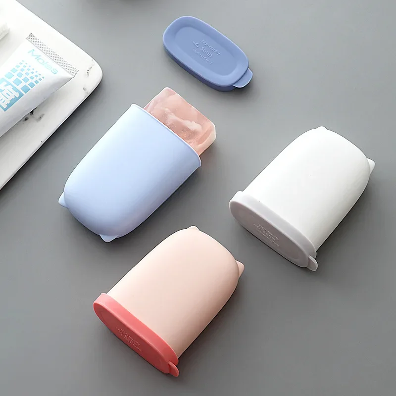 Silicone Portable Soap Dish Waterproof Case Container Cute for Outdoor Sealing Storage Box Travel Organizer Bathroom Products