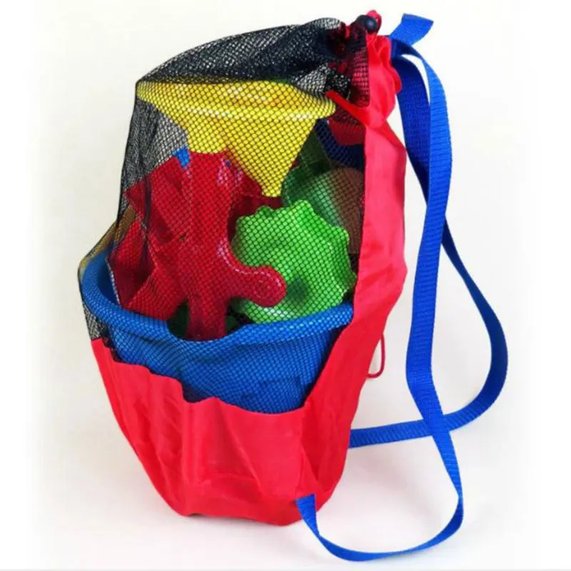 Borsa da spiaggia Borsa da nuoto portatile pieghevole in rete per bambini Cestini per giocattoli da spiaggia Borsa portaoggetti Borse impermeabili