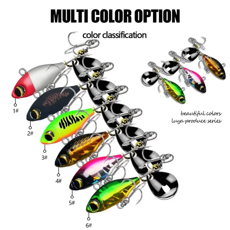 Fishing Lure New Metal Mini VIB With Spoon 7/10/14g 4.3/4.8/5cm Fishing Tackle Pin Crankbait Vibration Spinner Sinking Bait