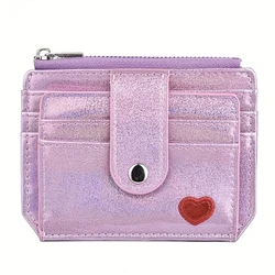 Women's Laser Fashion PU Leather Card Holder, Short Zipper Coin Purse