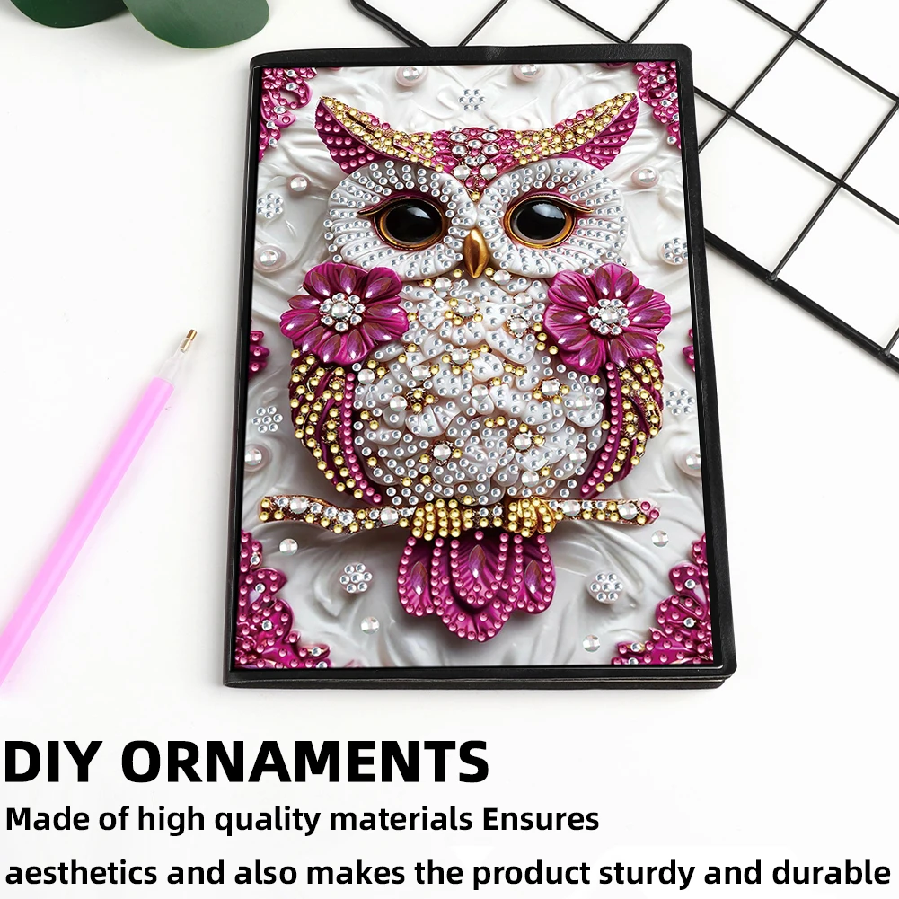 

50-Page A5 Owl Diamond Painting Notebook for Adult Holiday Birthday Gift