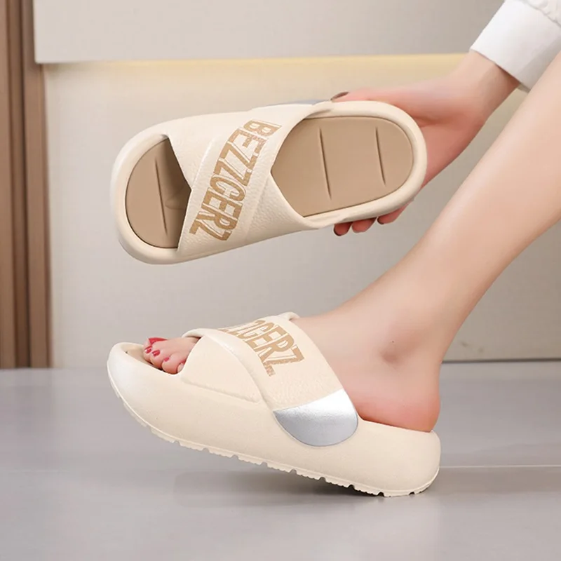 Summer Candy Color Women Letter EVA Slippers Couple Outdoor Waterproof Sandals Adults Indoor Thick Non-slip Breathable Flip Flop