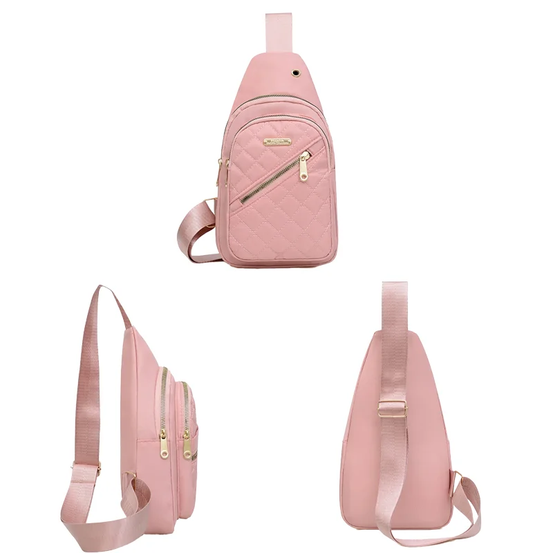 Neutral style backpack for men and women, with multiple color slanted fabric and nylon material. Suitable for travel.