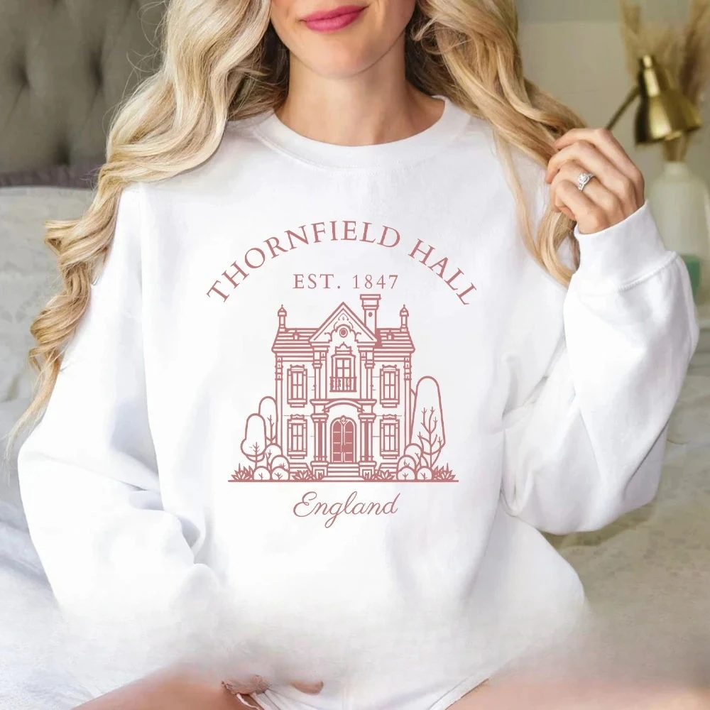 Charlotte Bronte veste à capuche femmes vêtements Thornfield Hall femmes vêtements littéraire imprimé automne hiver pull sweat vêtements