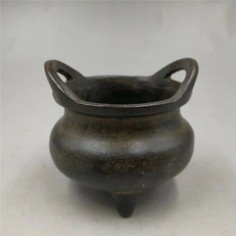 Antique Miscellaneous Antique Old Crafts Copper Binaural Incense Burner Ornaments Home Taoist Incense Utensils Wholesale