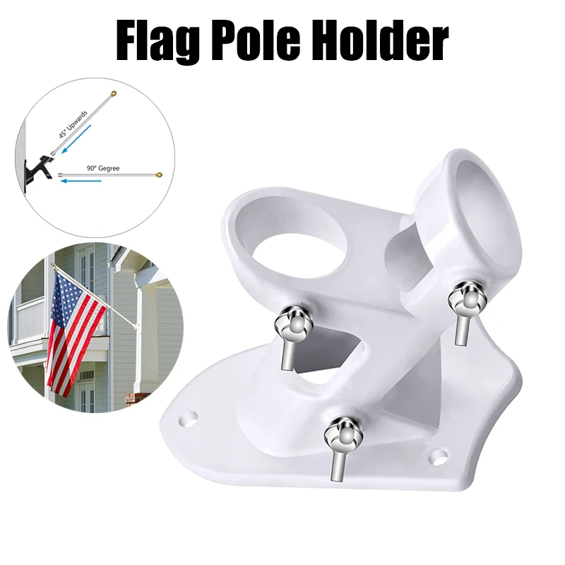 Adjustable Aluminum Wall Mount Flagpole Holder Bracket Heavy Duty Rust Proof Coated Flag Pole Stand Base