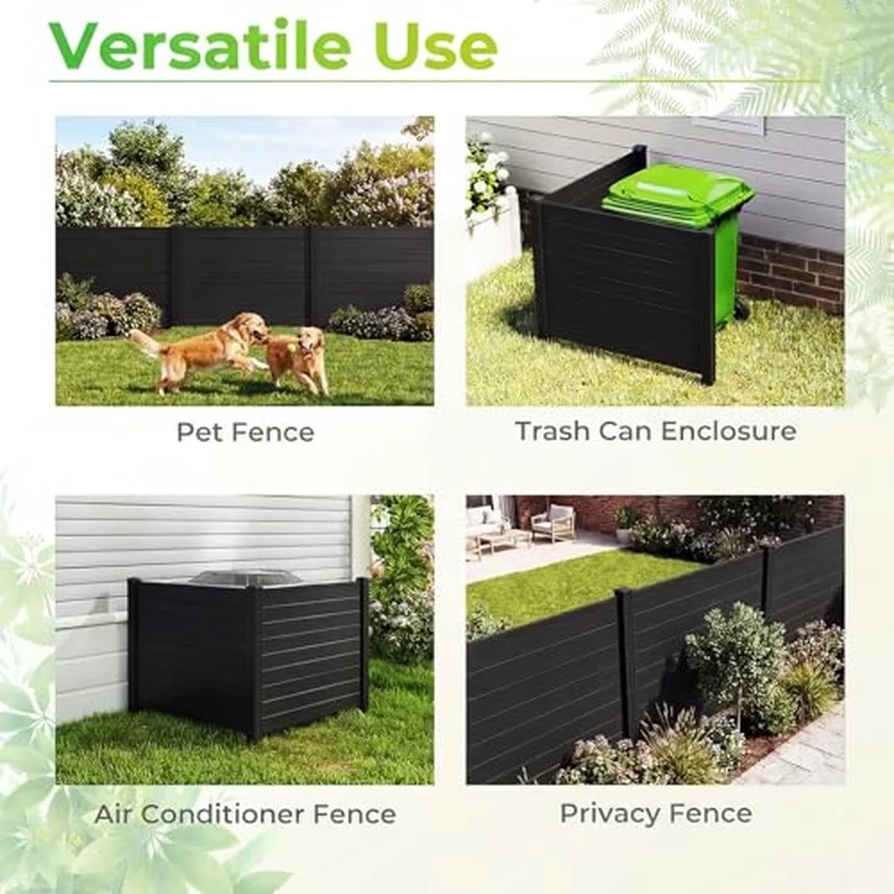 No Dig Air Conditioner Fence 2 Panels 48''W x 36''H Black