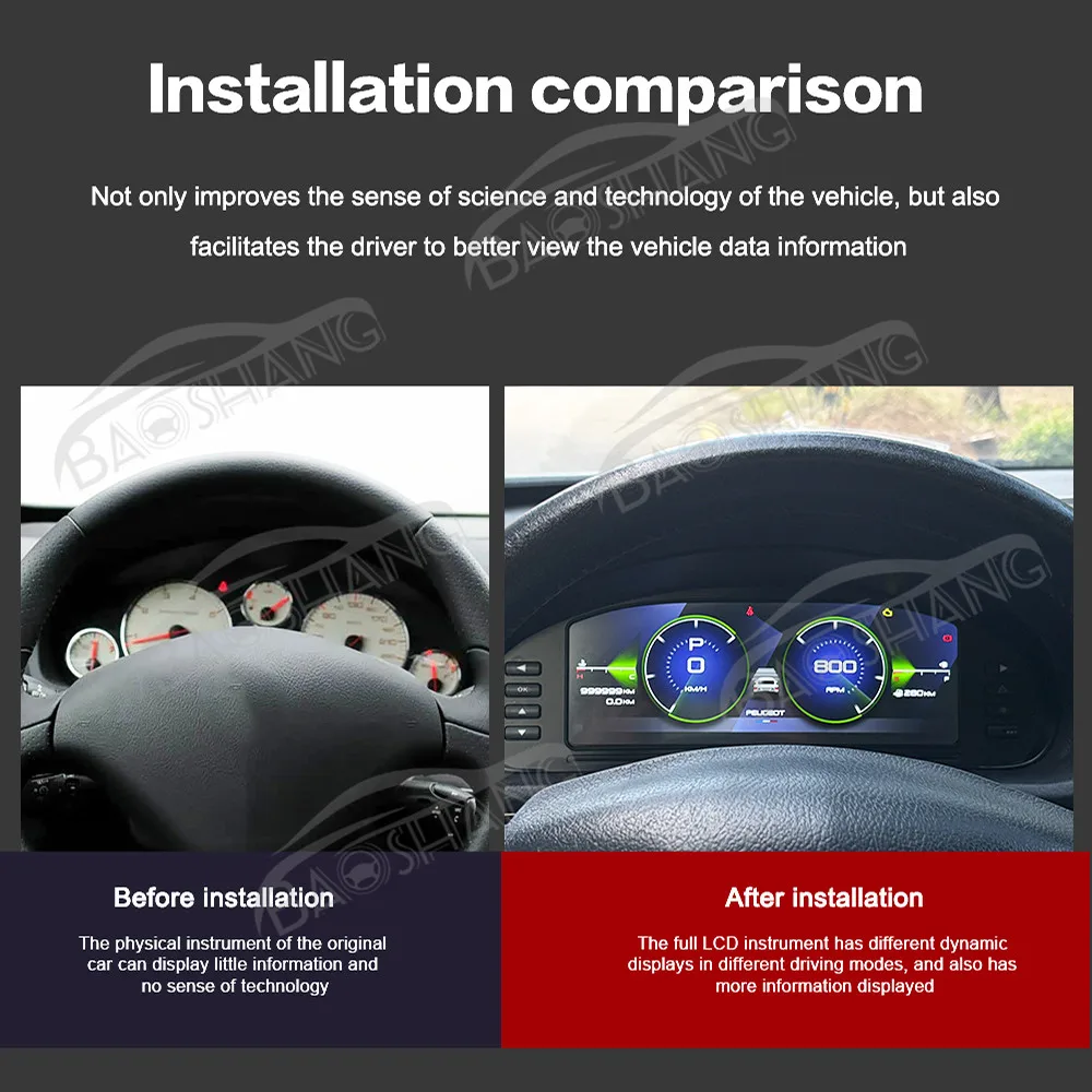 Auto-Upgrade 12,3 Zoll Digital Cluster Auto Tachometer LCD-Dashboard Linux System Instrument für 407 2004–2010