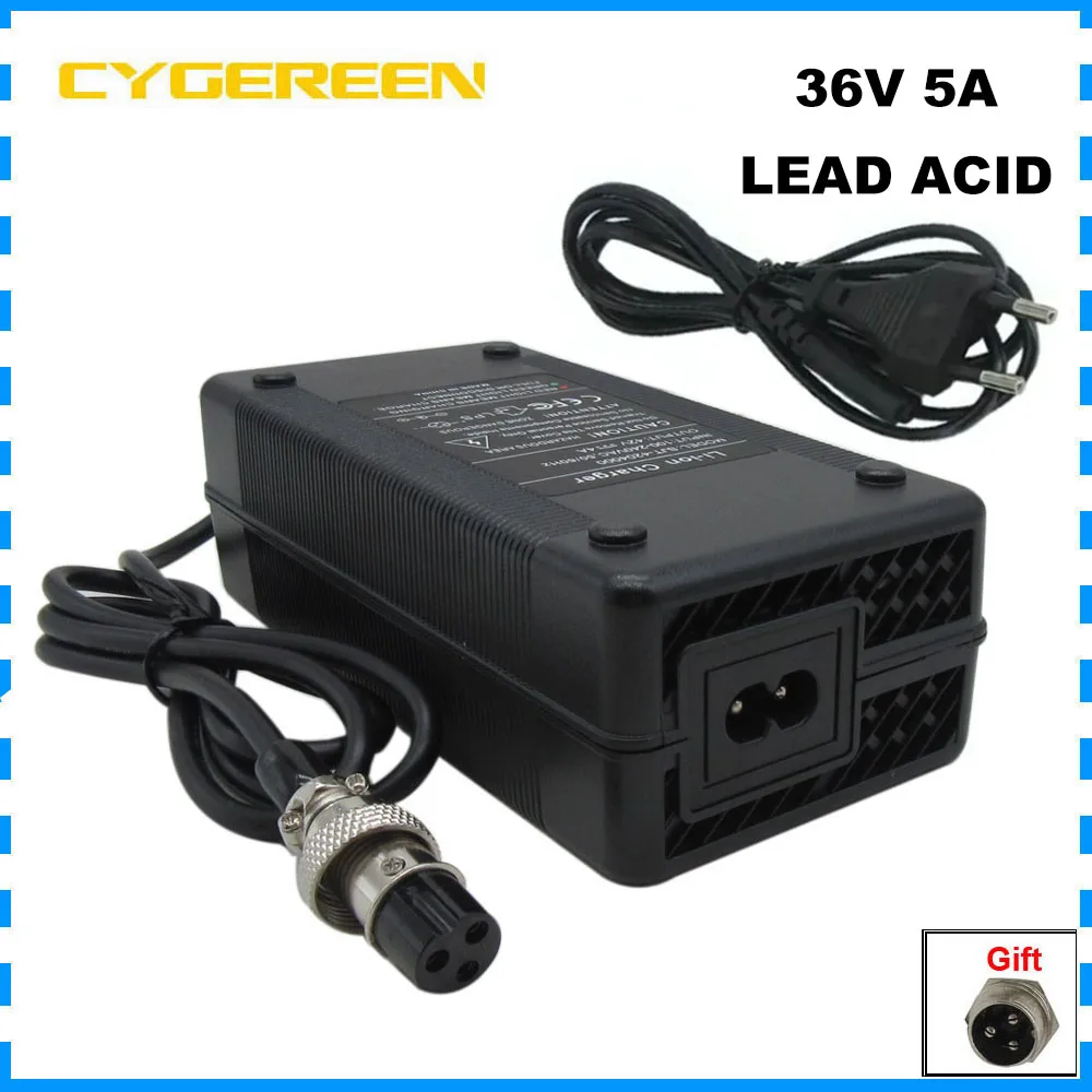 

36V 5A Lead Acid Charger 36 Volt Battery Fast Charger with fan 43.2V GX16 M16