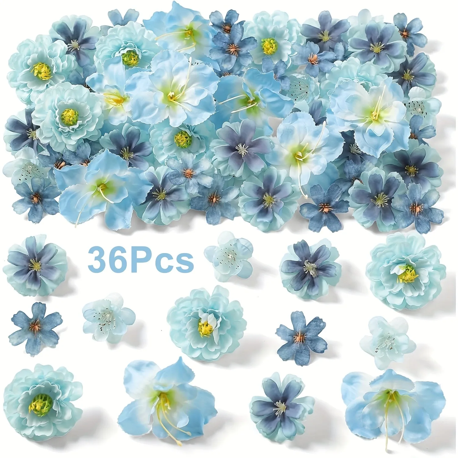 36 Stück künstliche Rosen-Kunstblumen, gemischte künstliche Blumen für Heimdekoration, Hochzeitsdekoration, DIY-Handwerk, Geschenke, Kranz, Scrapbook-Zubehör – Detail 6