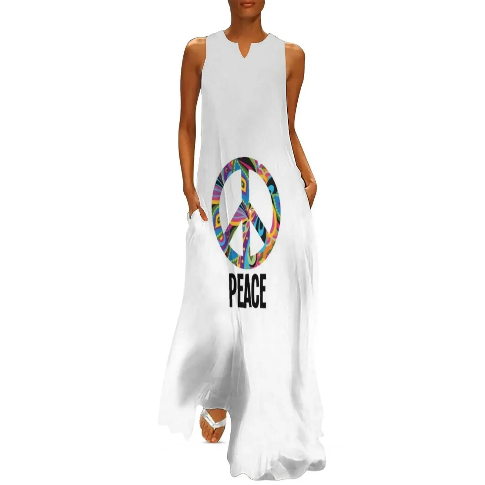 Peace sign design Long Dress Women