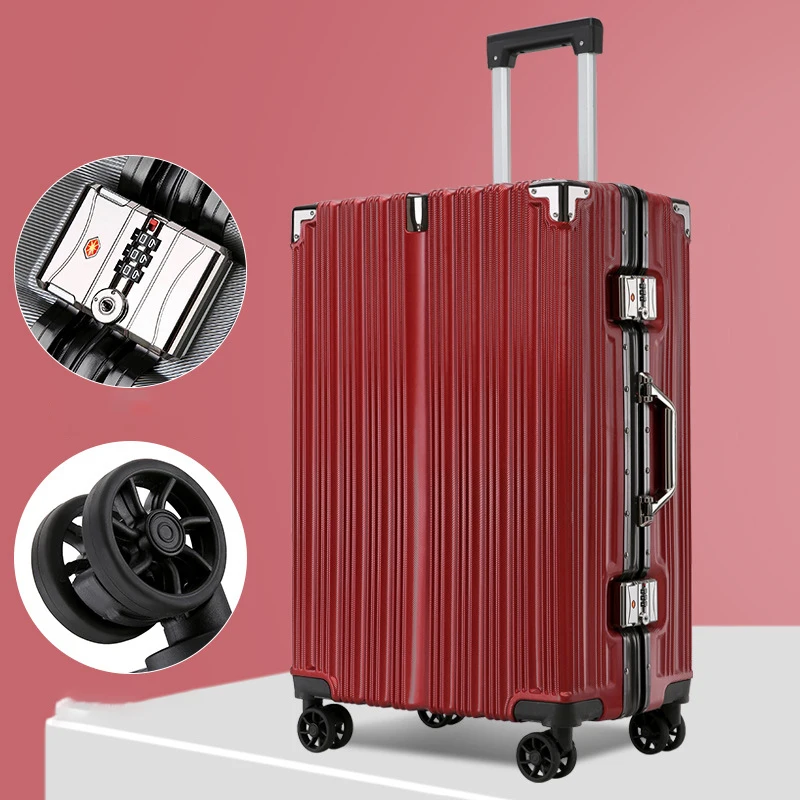 

Universal Wheel Leisure Travel Trolley Box Male Female College Boarding Password Willow Nail Reinforced Aluminum Luggage Trunk