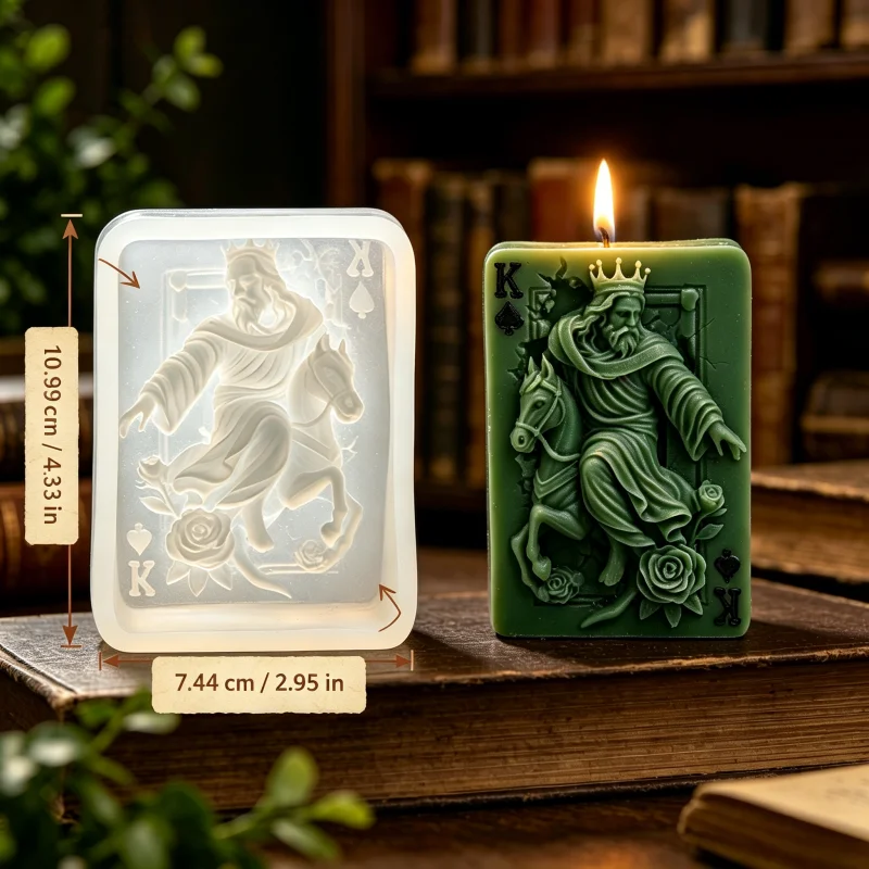 Vintage Spade King Poker Card Silicone Candle Mold 3D Horse Rose Relief DIY Resin Soap Mould Retro Art Home Desktop Decor Gift view 6