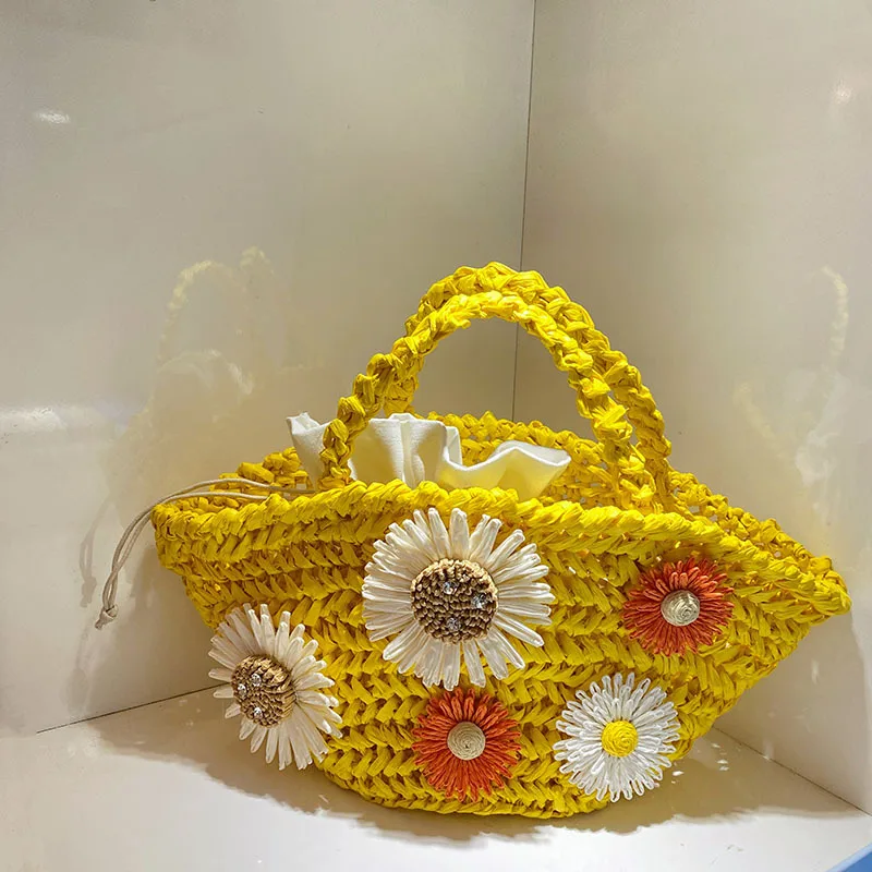 

Woven flower embroidery handbag Large capacity casual versatile fashion vacation handbag