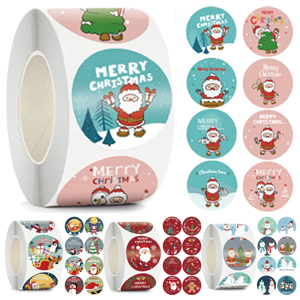 100-500 Stuks Vrolijke Kerststickers Nieuwjaarsfeest Thuis Bakdecoratie Etiketten Geschenkdoos Decor Sticker Envelop Afdichting Sticker