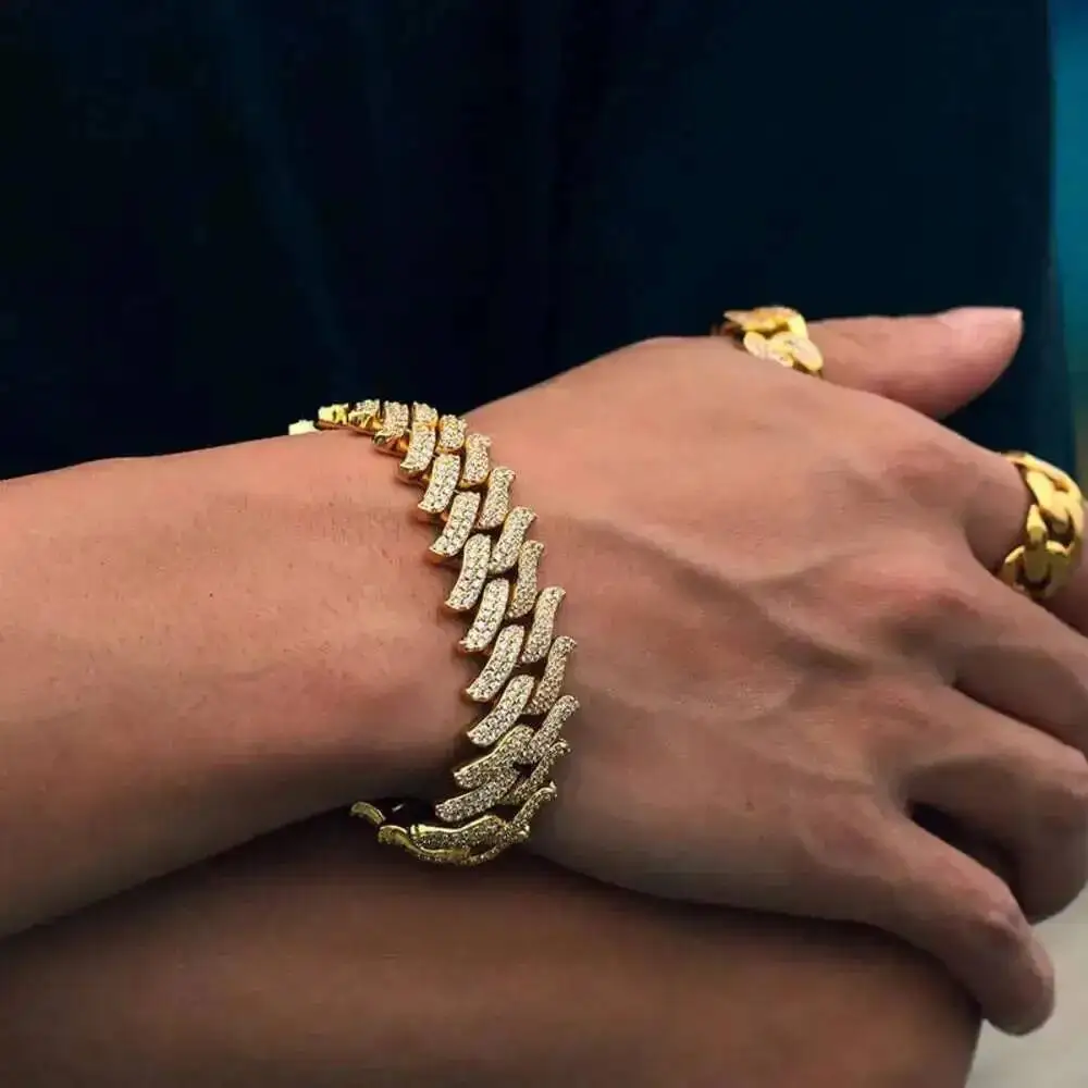 

Heavy Cuban Link Bracelet 20mm Men Jewelry Iced Out Moissanite Custom Silver Hip Hop Cuban Bracelet