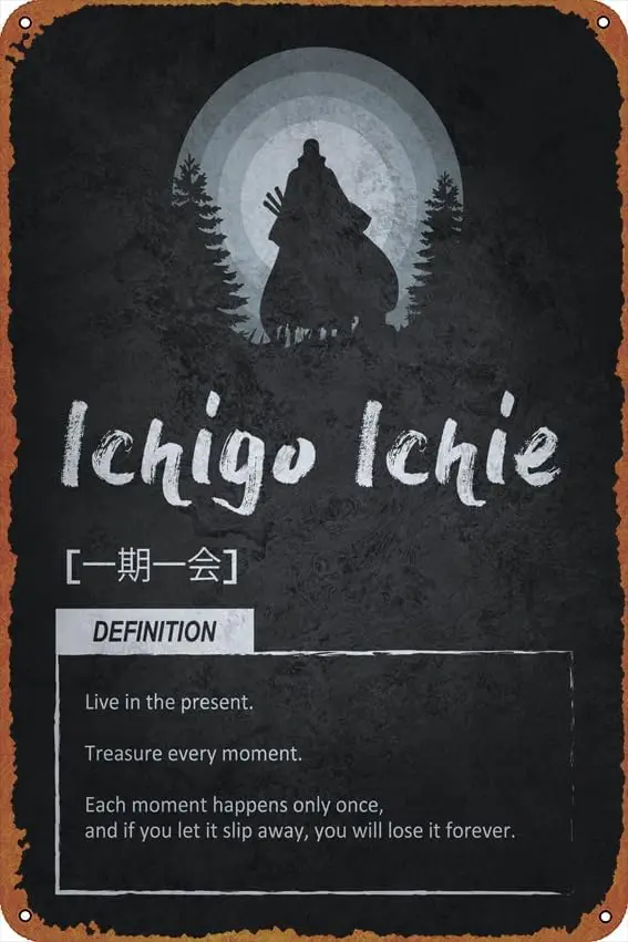 KIVYYB Ichigo Ichie - Pósteres de metal retro para decoración de pared en bares, pubs, hogares y cafeterías (20X3-aluminio)