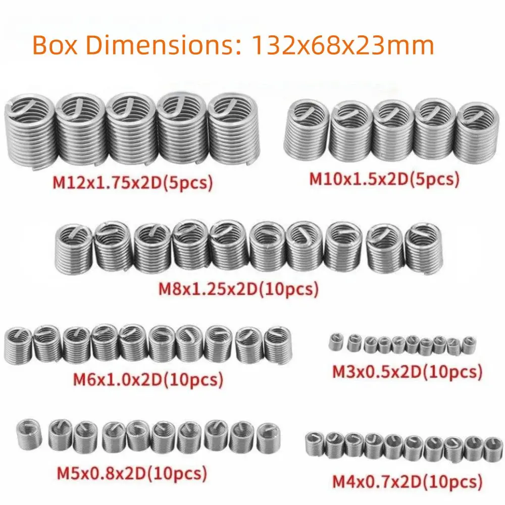 Stainless Steel Wire Thread Insert M3 M4 M5 M6 M8 M10 M12 Assortment Kit Thread Repair Kit Super Strong