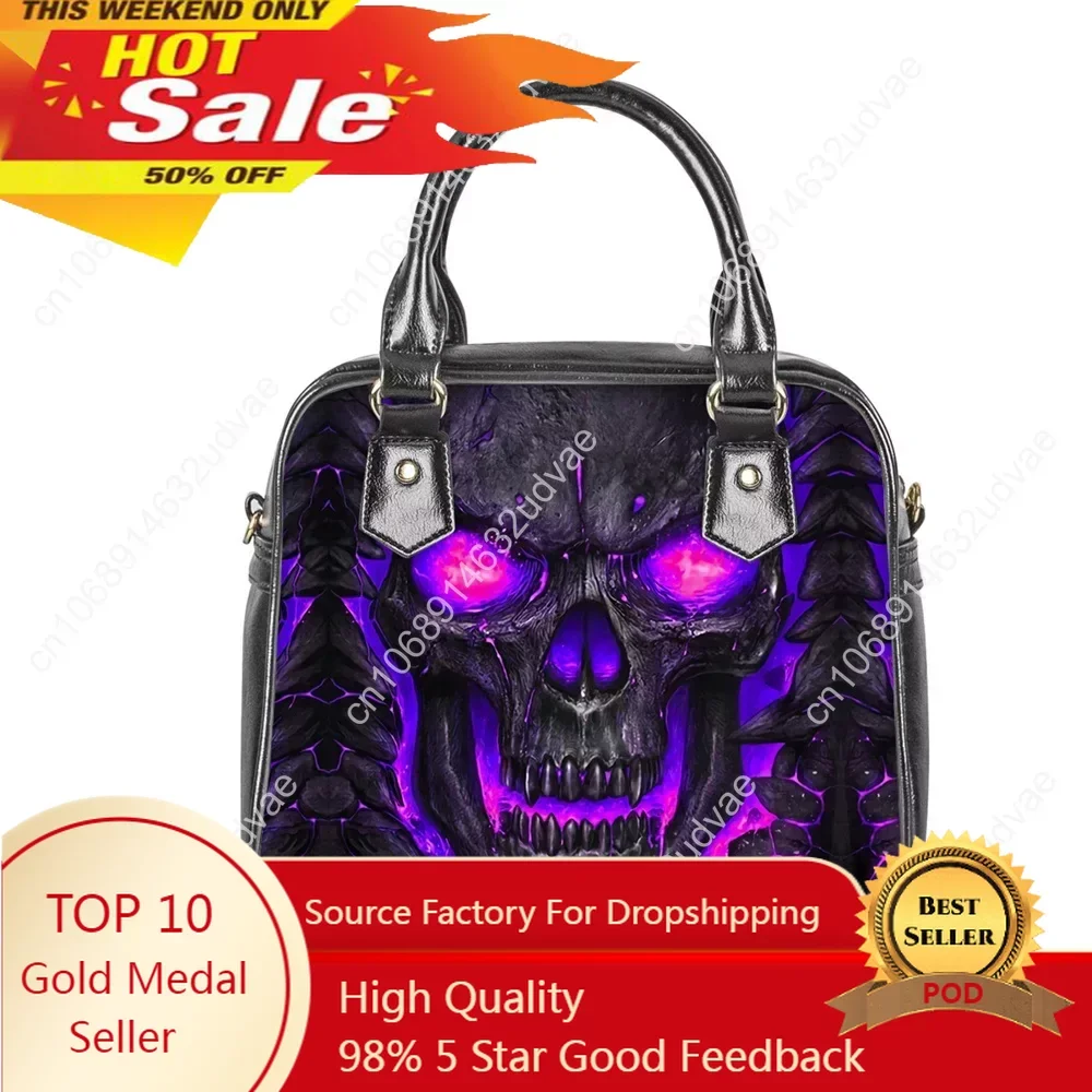 

Hot Trend Women's Tote Bag Designer Luxury Leather Handbag Purse Purple Lava Skull Pattern Fashion Ladies Party Clutch Bolsas