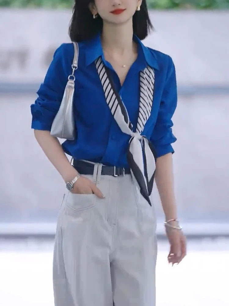 

Chic Korean Sle Slimming Casual Commute Anti-Aging irt plus Size Spring Faion Top for All Body pes ort Length