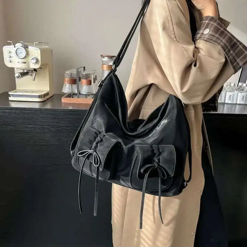 

Casual Bow Pocket Large Capacity Backpacks Girls Schoolbags Women Students Sweet Fashion Backpack Anime