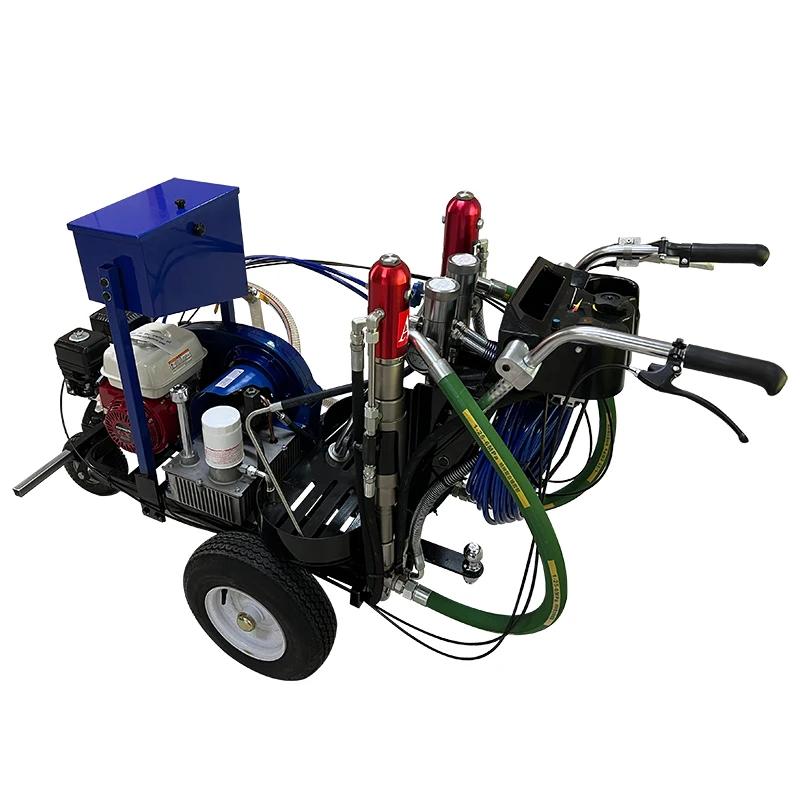 Road cold spraying marking machine electric hydraulic plunger type marking vehicle hand pushed two-component marking machine