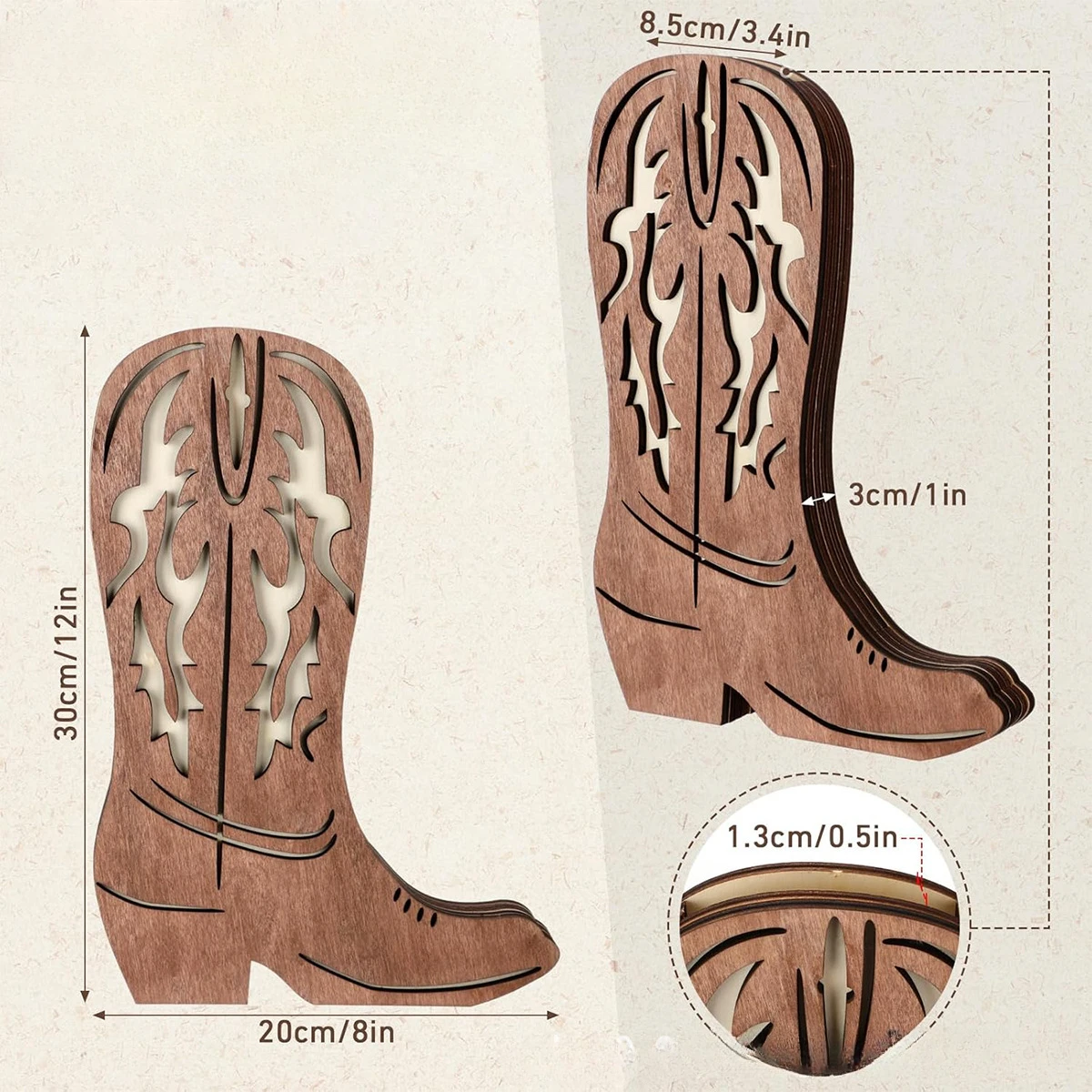Wooden Cowboy Boot Dried Flower Plant Shelf Wall Hanging Indoor Vase Greenery Hanging Art Ornament Display Shelf Home Decor