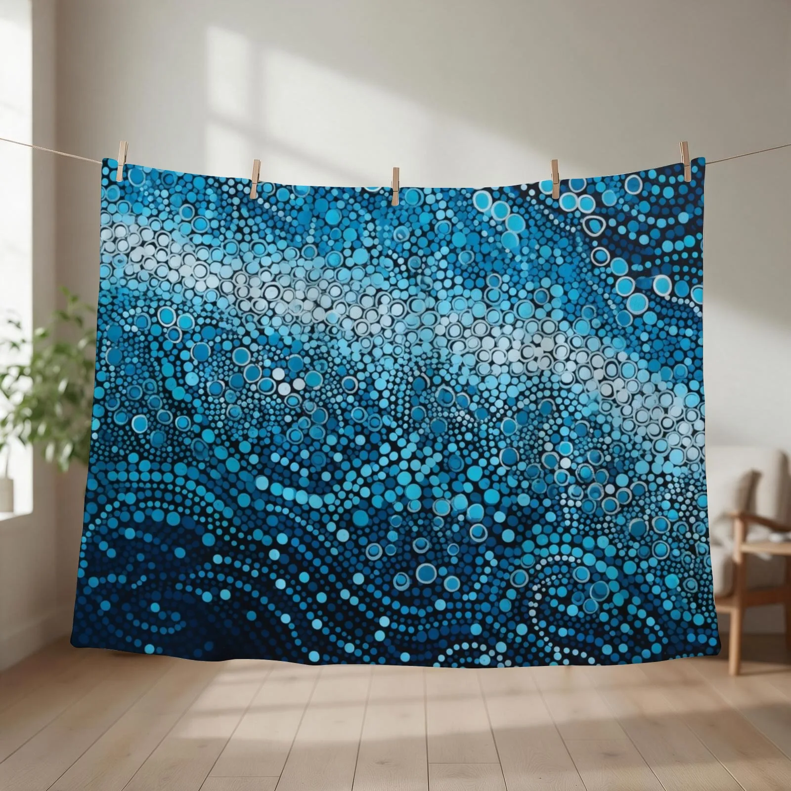 Aboriginal Authentic Art - With The Waves Throw Blanket couch cozy soft plush fuzzy picnic outdoor blanket