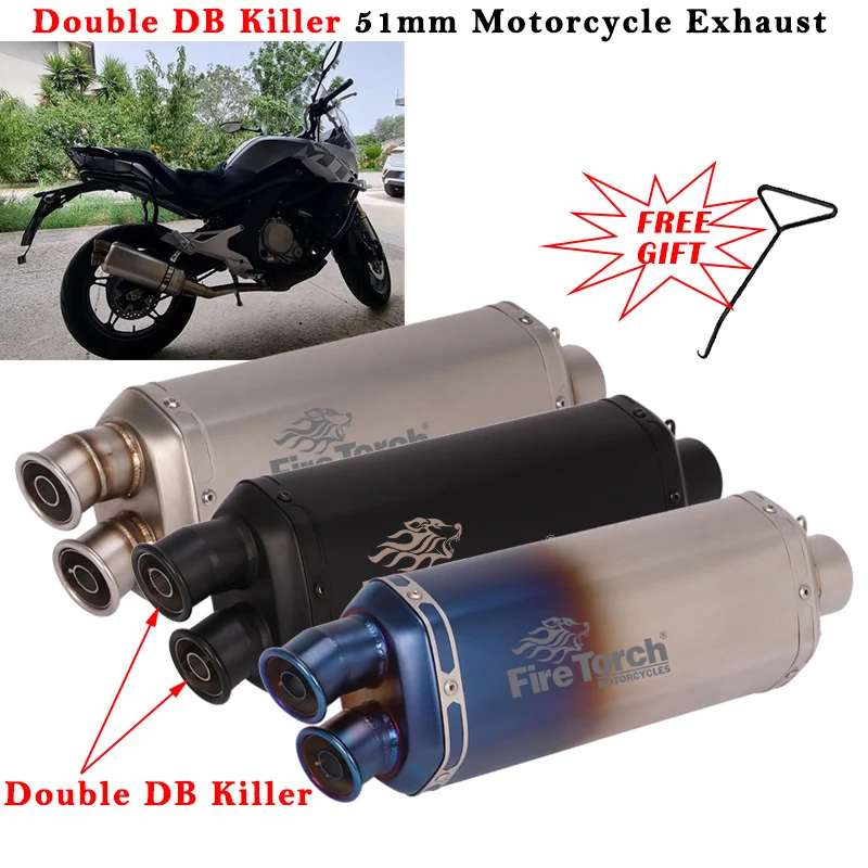 

Universal Motorcycle Exhaust Pipe Escape System Silencer Modified Double Hole Muffler DB Killer For NINJA 400 CB500F GSX-S750