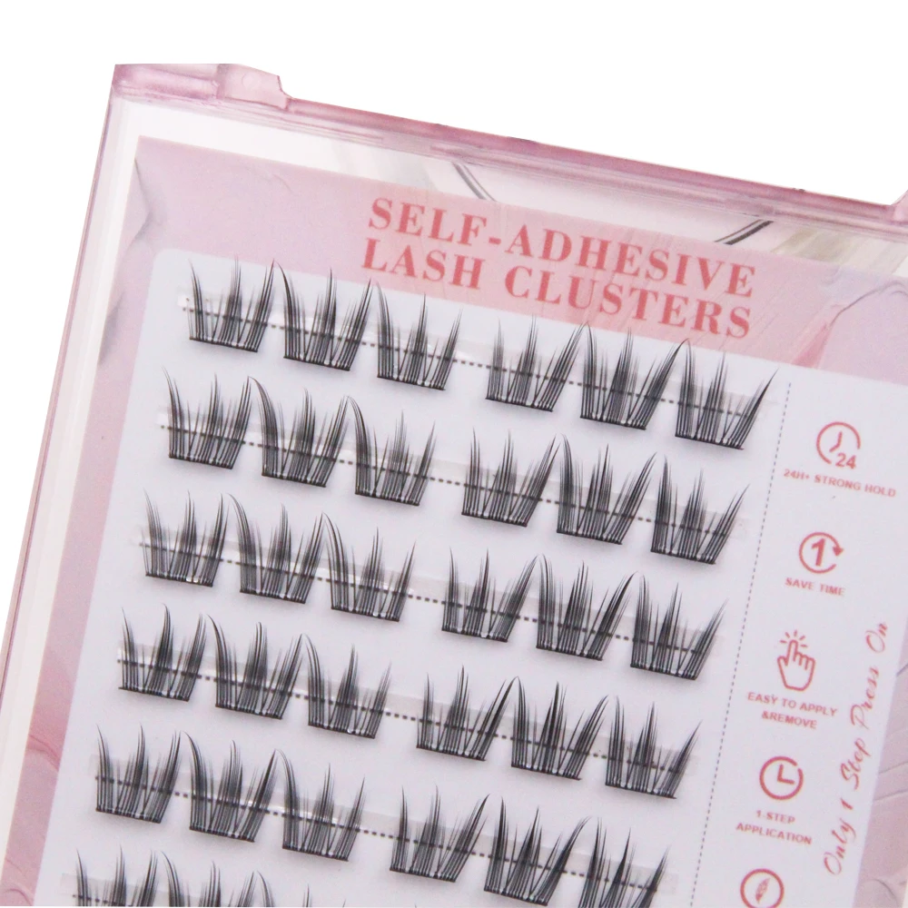 Noglue False Eyelashes 6 Rows Self-adhesive Eyelash Extension Natural Individual Cluster Grafting DIY Lashes