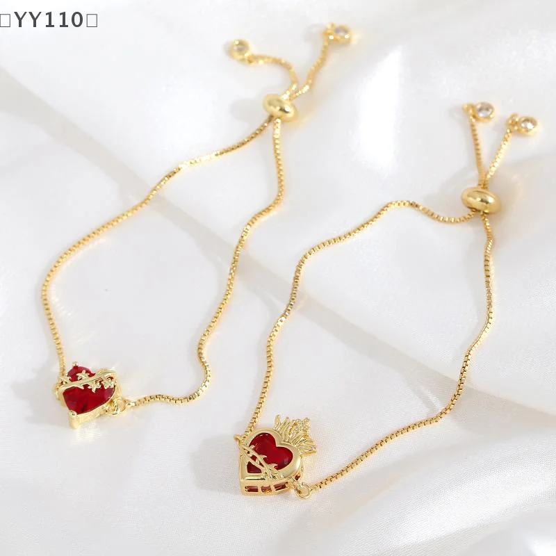 [[YY110] سوار على شكل قلب يسوع المقدس للنساء والفتيات تصميم جديد لهب شوكة أساور قابلة للتعديل مجوهرات هدايا الحفلات